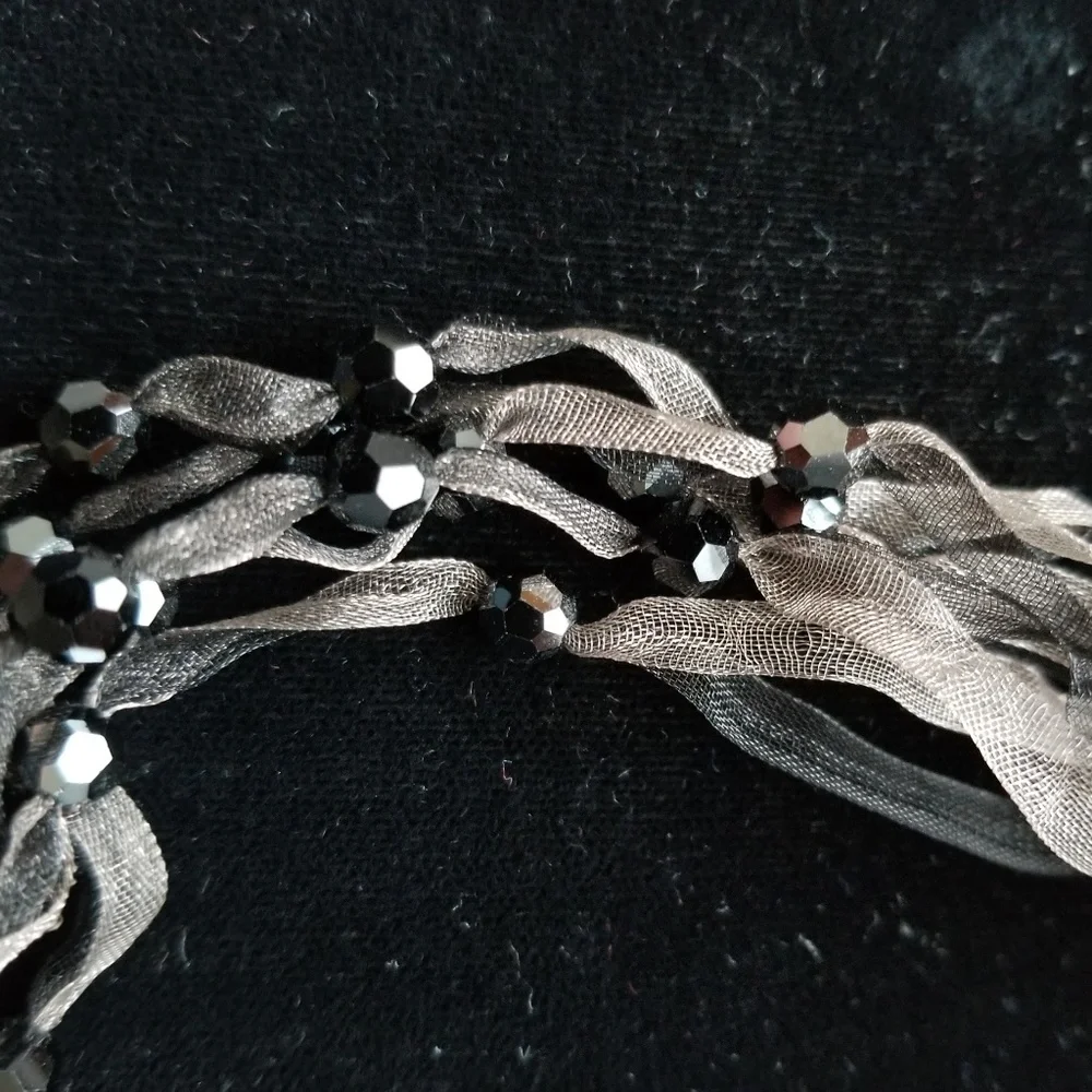 Chan Luu Black Multi-Strand Onyx Stone Silk Necklace